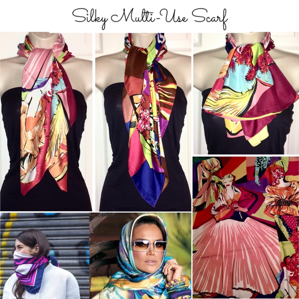 3-$15 Elegant Couture Silky Multi Use Scarf Mask Wrap